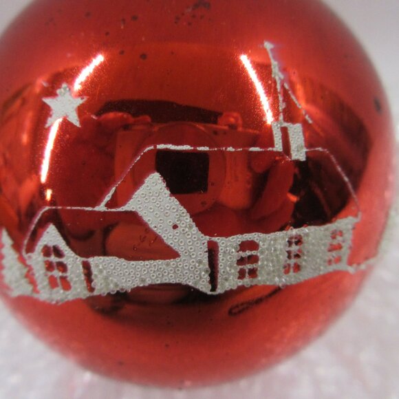 2 Paragon Venetian Dew Stencil Glass Christmas Ornaments Red & Blue Vintage - Picture 6 of 13